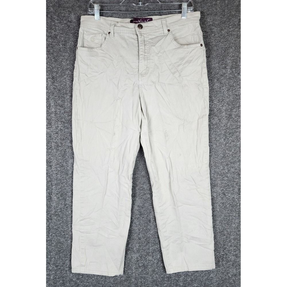 Gloria Vanderbilt Pants Womens 12 Amanda Khaki Tapered Stretch EUC